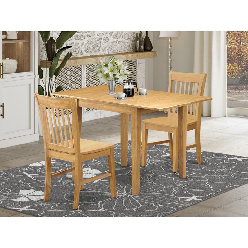 East West Furniture Dining Room 3-piece Set Oak