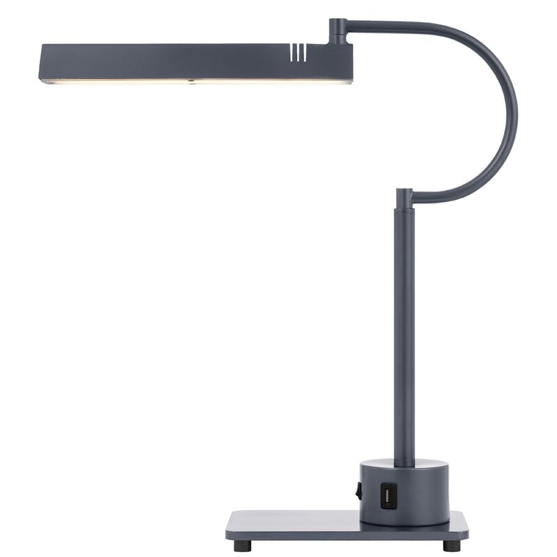 Modern Desk Lamp with LED Light and 2 USB Ports, 18 Inch Iron Gray Finish image number 0