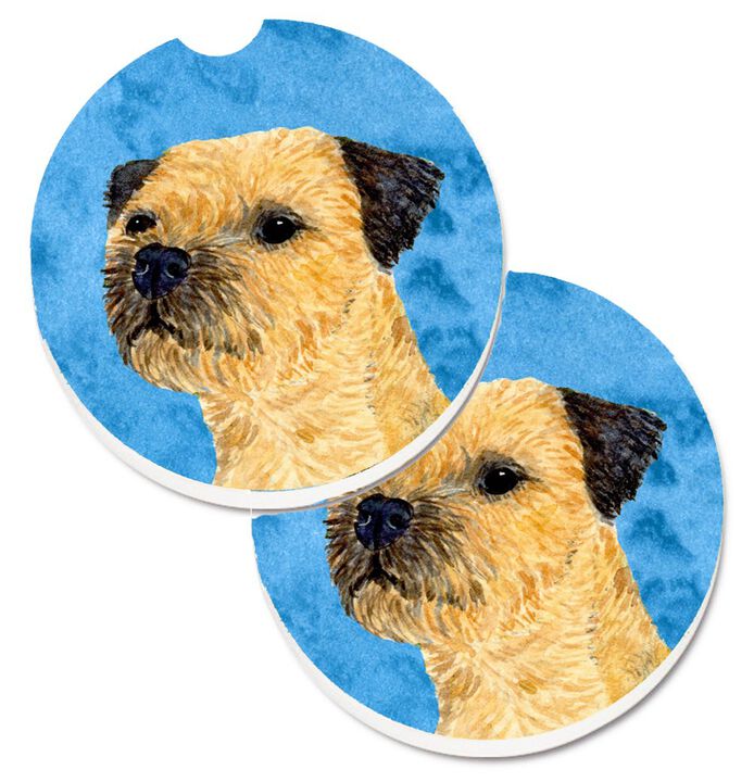 Caroline's Treasures Blue Border Terrier Set of 2 Cup Holder Car Coasters LH9368BUCARC, 2.56, Multicolor