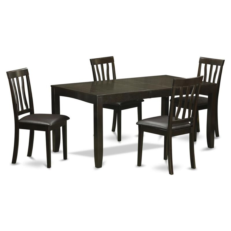 5 Pc Dining set-Dining Table with Leaf and 4 Dining Chairs
