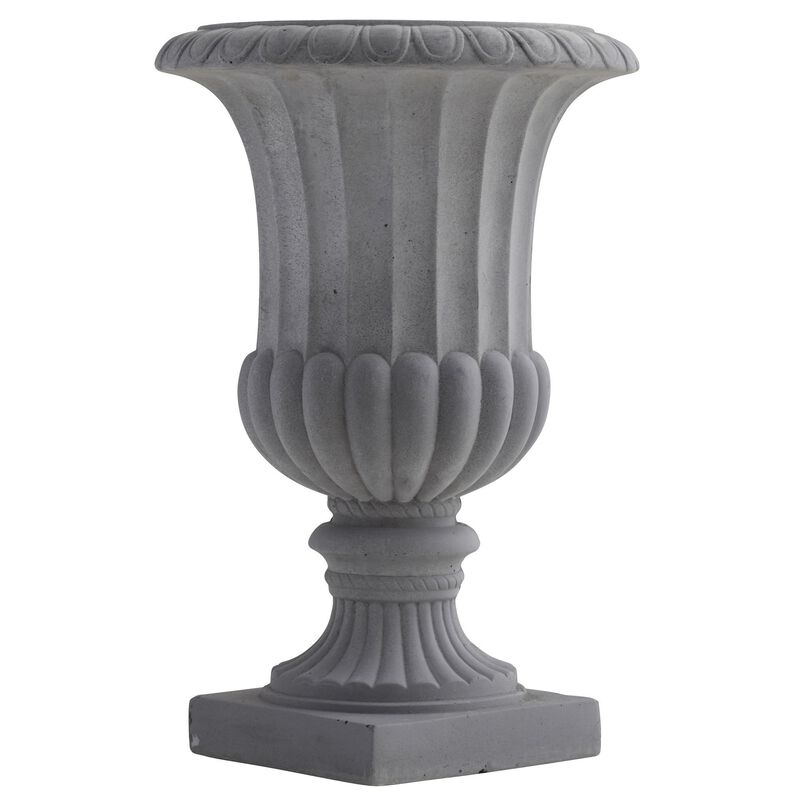 Nearly Natural 16.5-in Decorative Gray Urn (Indoor/Outdoor)