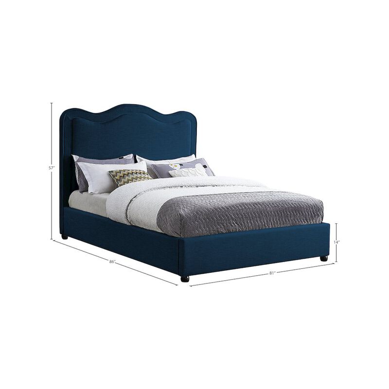 Meridian Furniture Felix Navy Linen Textured Fabric King Bed