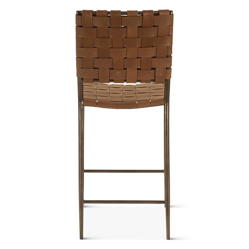 World Interiors Lund 17" Counter Chair in Tobacco Buffalo Leather with Iron image number 1