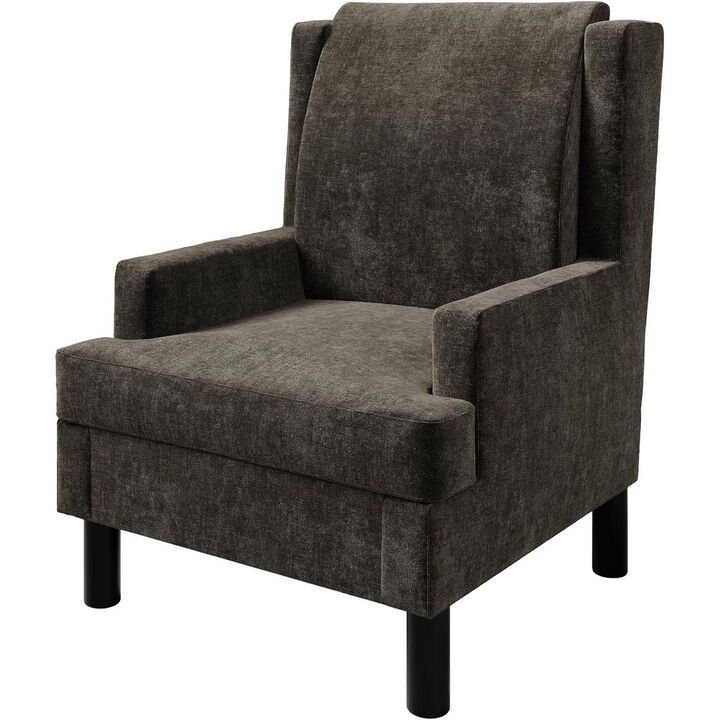 Upholstered Wingback Accent Chair, Modern Reading Armchair for Living Room, Bedroom,Dark Brown
