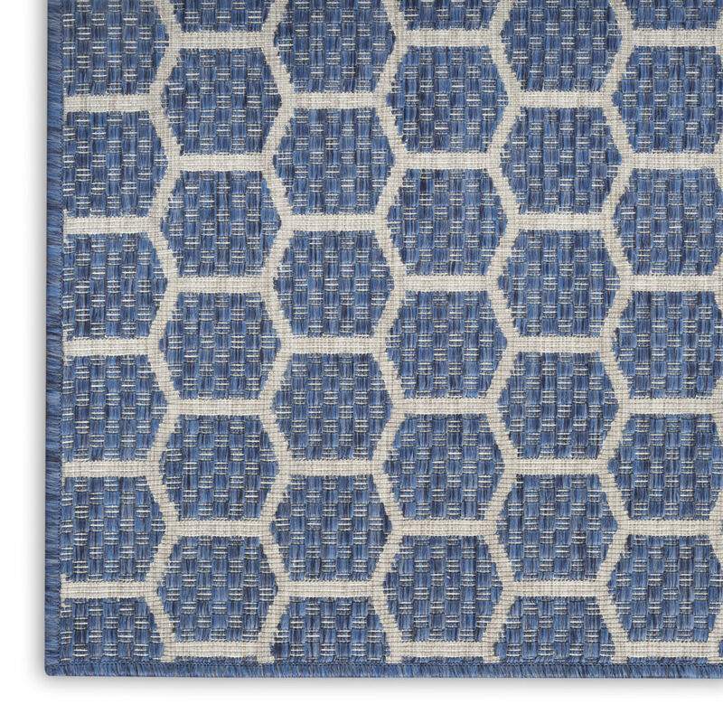 HomeRoots 10' Blue And Ivory Geometric Indoor Outdoor Runner Rug image number 0