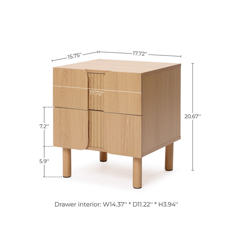 20.5" Blonde Birch 2-Drawer Wood Nightstand image number 6