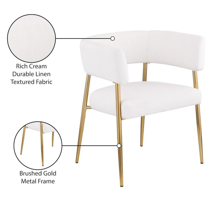 Meridian Furniture Creston Cream Durable Linen Textured Fabric Dining Chair