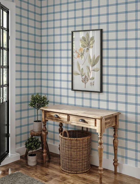 Twain Denim Plaid Wallpaper (Set of 2)