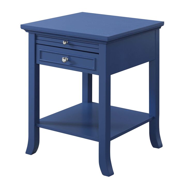 Convenience Concepts American Heritage Logan 1 Drawer End Table with Pull-Out Shelf, Cobalt Blue