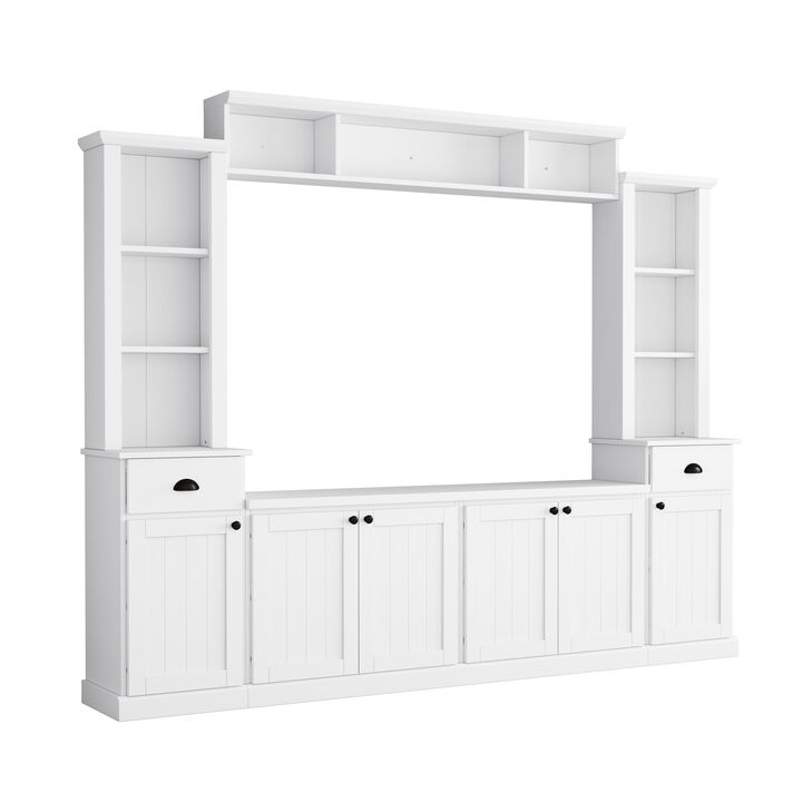 Clihome Large TV Stand Entertainment Wall Unit Set with Bridge for Living Room