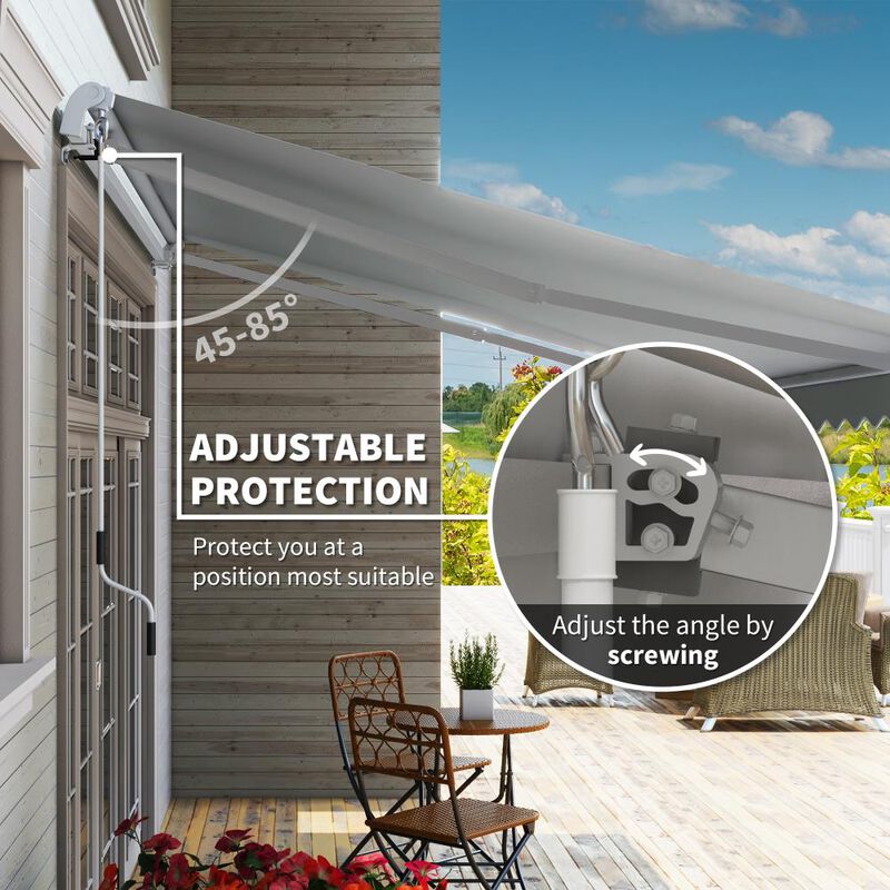 Hivvago 12' x 8' Patio Sun Shade Awning with Manual Operation image number 3