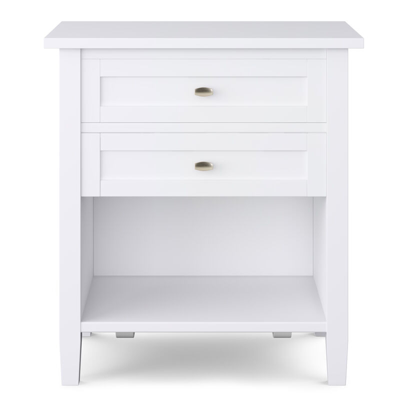 Warm Shaker SOLID WOOD 24 inch Wide Transitional Bedside Nightstand Table in White