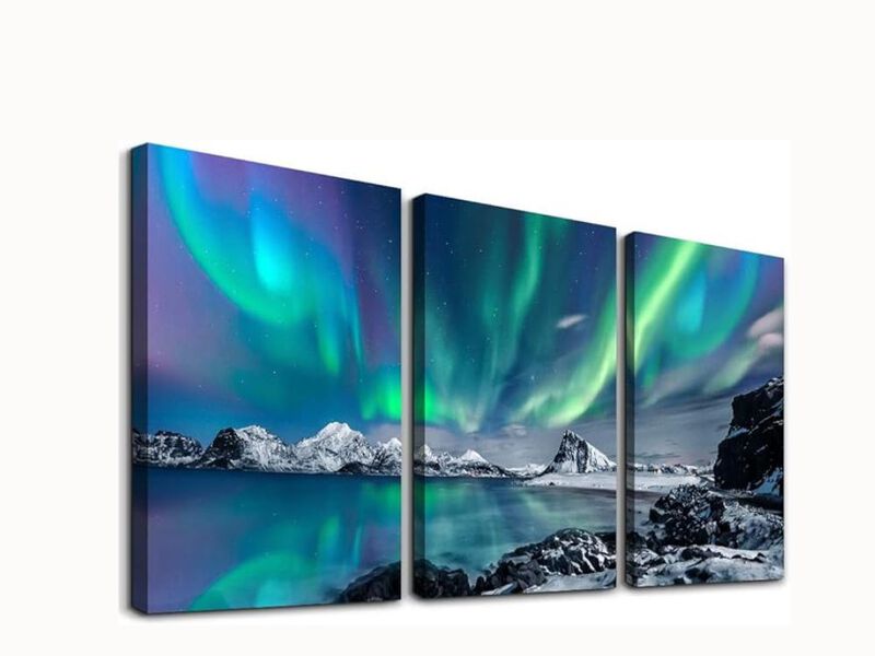 3-Piece Aurora Canvas Wall Art &ndash; Rustic Farmhouse Scenery Prints for Bedroom, Living Room & Office, Framed 12&times;16