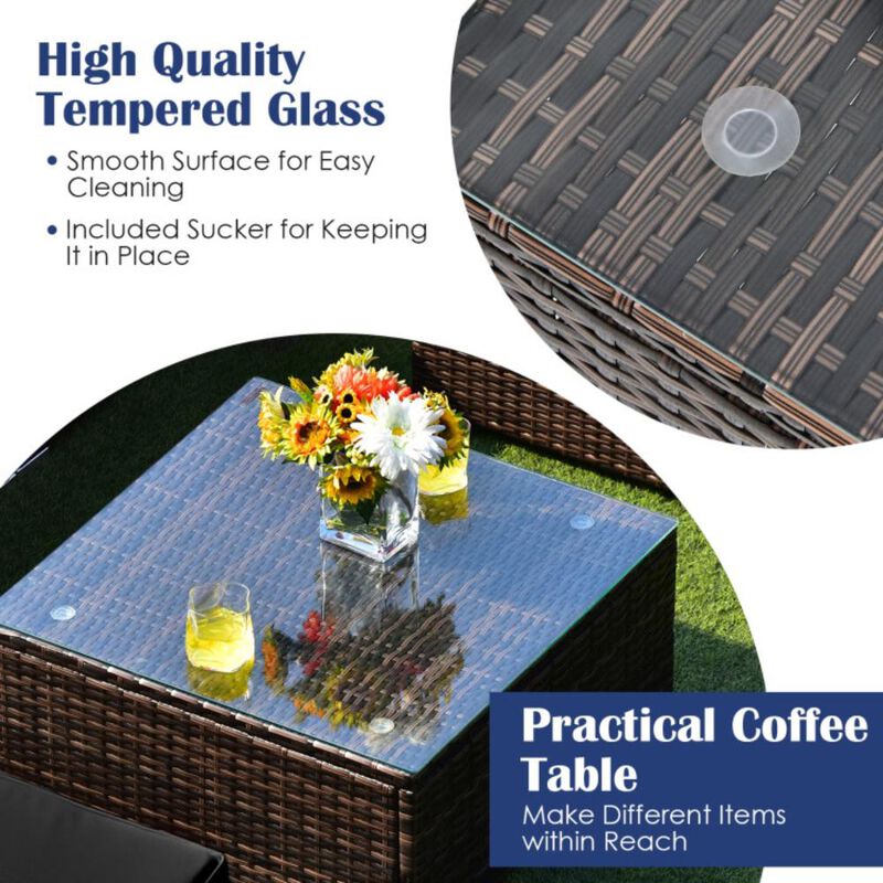 Hivvago 6 Pieces Patio Rattan Furniture Set with Cushions