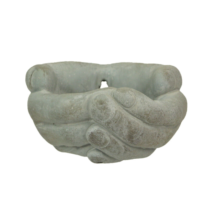 Cement Cupped Hands Wall-Mountable Planter & Birdfeeder image number 1