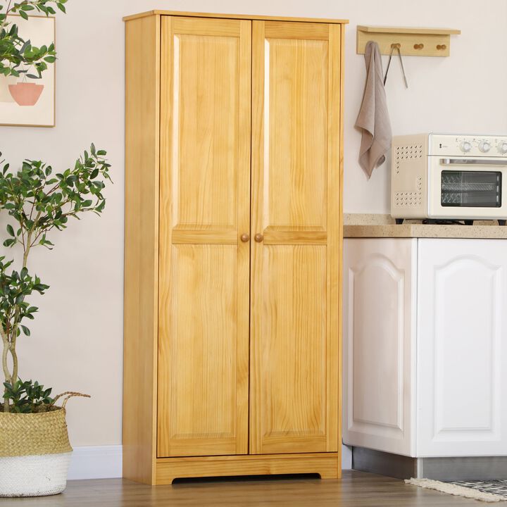 Pinewood Kitchen Pantry: 67" Freestanding Cabinet with Shelves