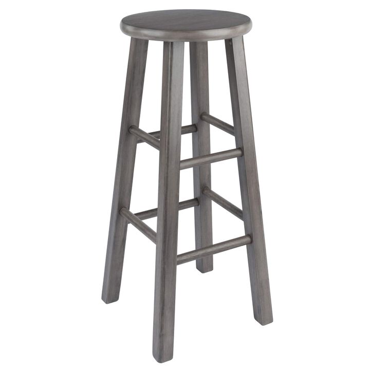 Ergode Wood Ivy Bar Stool - Farmhouse Charm, Weathered Finish, Stable & Comfortable, 220lbs Capacity, Versatile Stand/Side Piece, Rustic Gray
