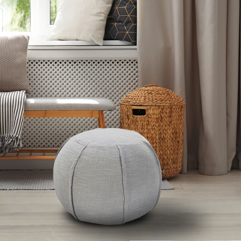 Round Cotton Ottoman for Living Room or Bedroom Seating and Footrest