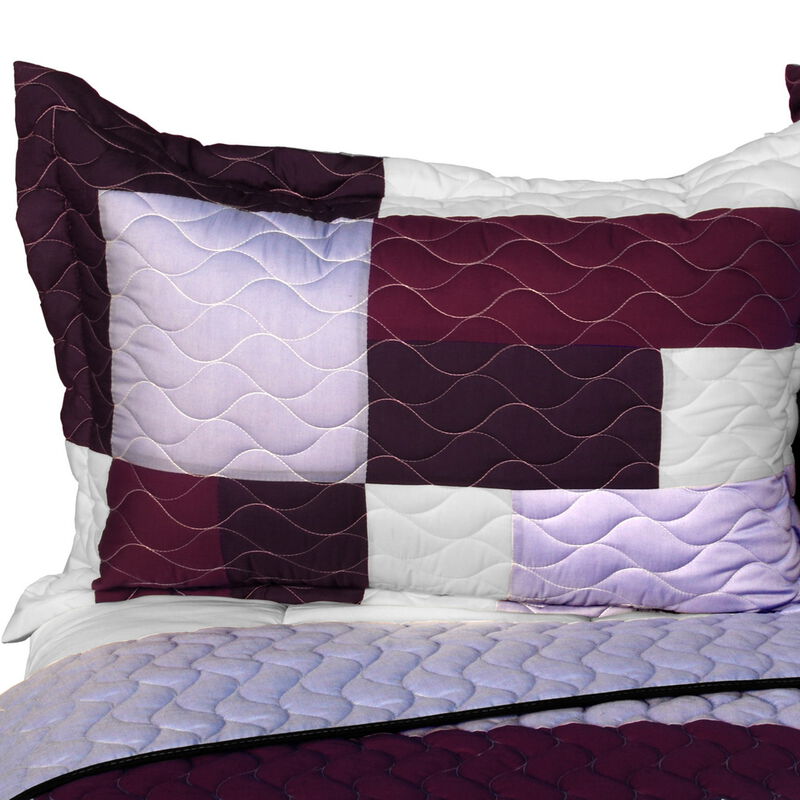 3-Piece Vermicelli Quilted Patchwork Quilt Set with Matching Shams image number 2