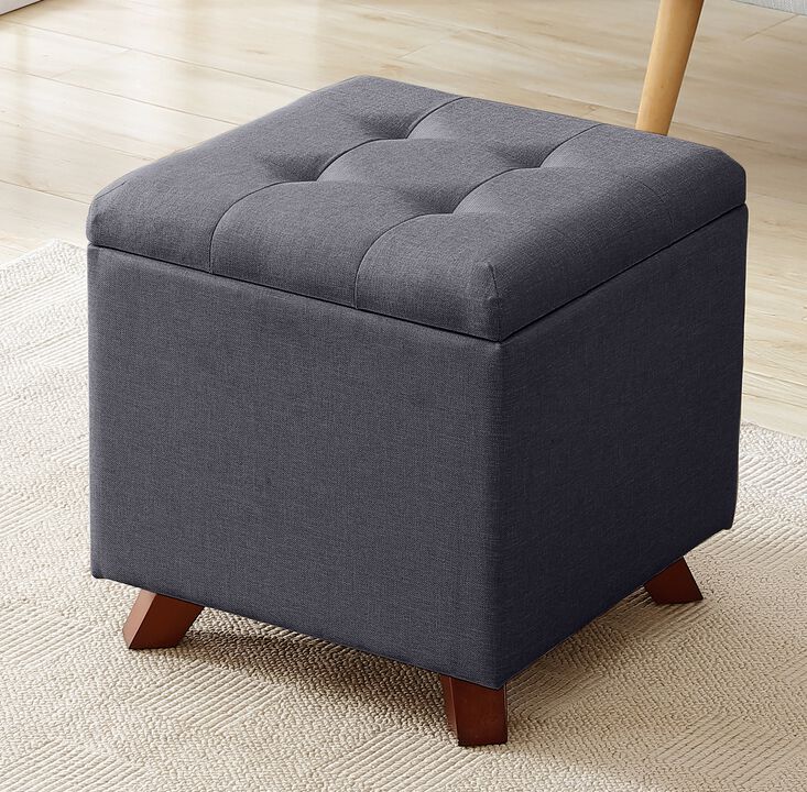 Ornavo Home Crawford Linen Tufted Square Storage Ottoman with Lift Off Lid