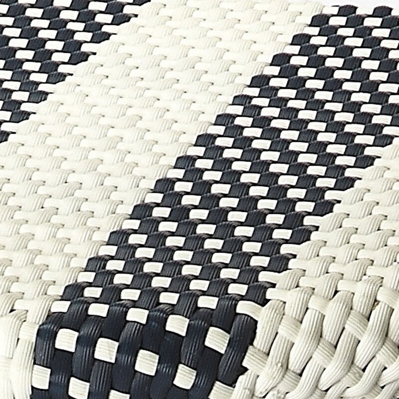 Hivvago 24 Inch Blue White And Natural Rattan Backless Counter Height Bar Chair