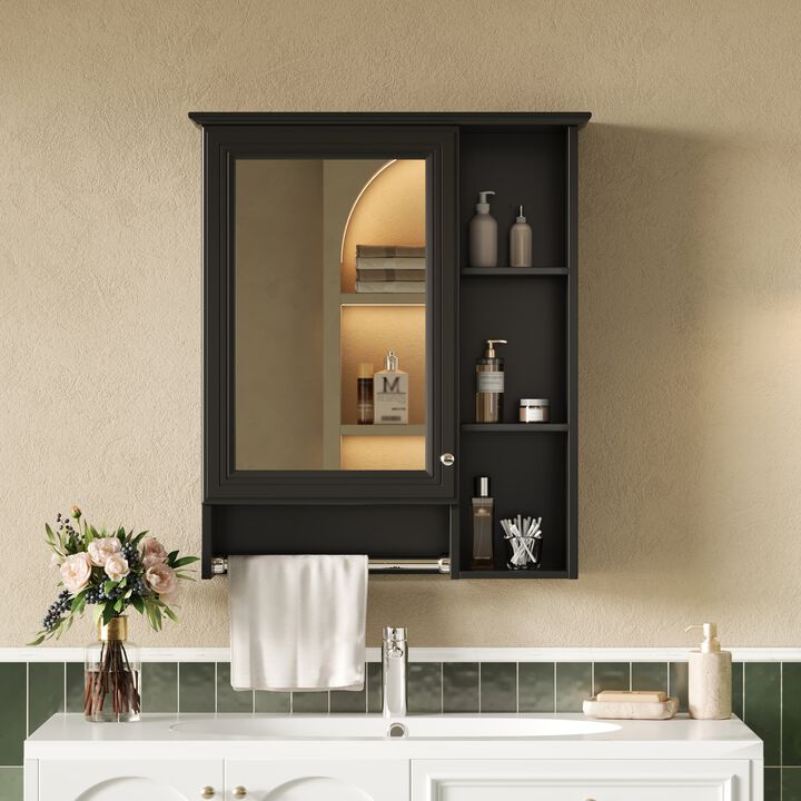 ELEMENT ACE Wall Mounted Medicine Cabinet with Adjustable Shelf and Integrated Towel Bar Organization Solution