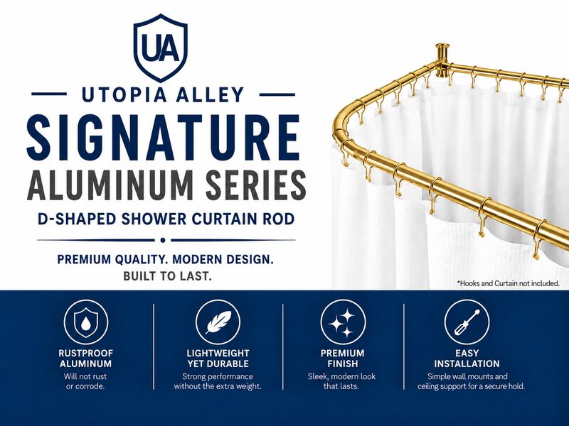 Signature Aluminum Series Freestanding Tub Shower Curtain Rod image number 1