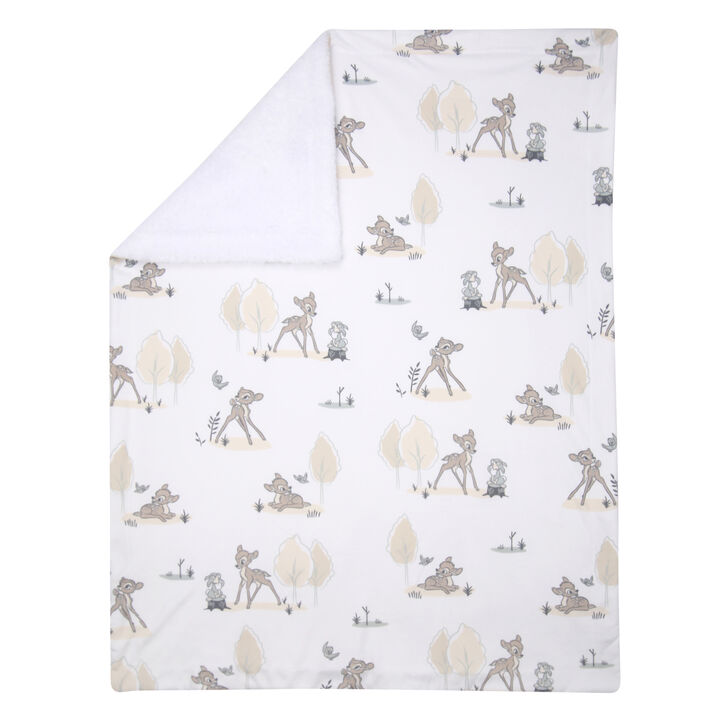 Lambs & Ivy Disney Baby Bambi & Thumper White Minky/Fleece Deer Baby Blanket