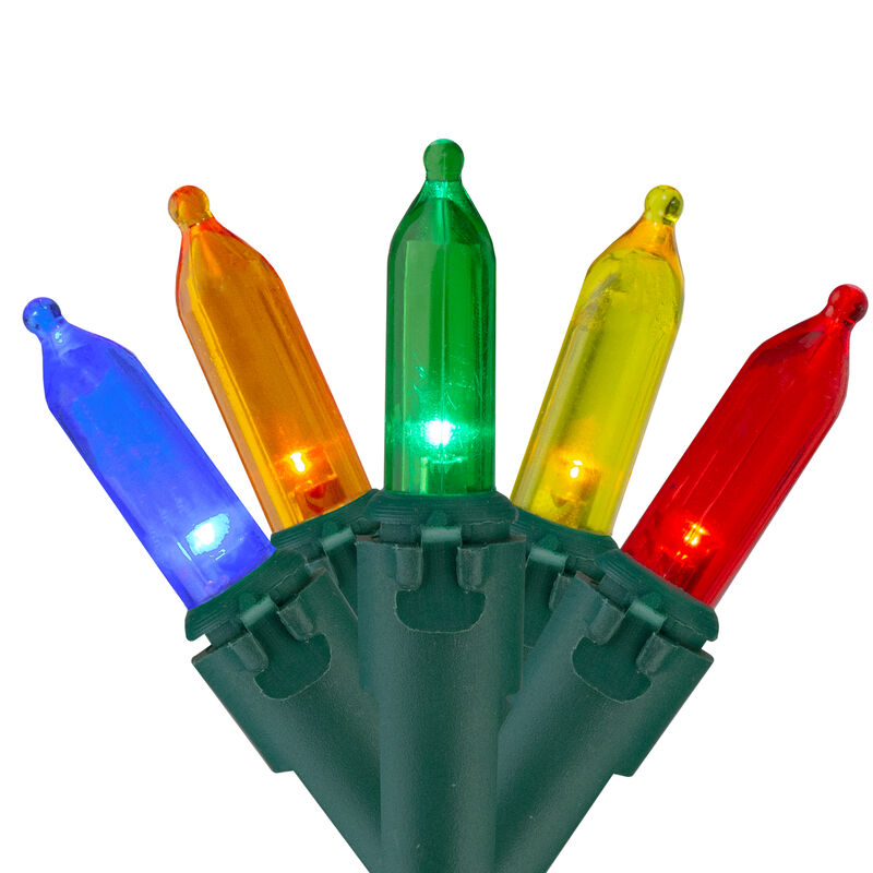 200 Multi-Color LED Mini Christmas Lights  49ft Green Wire image number 0