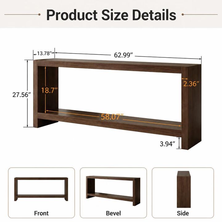 GOODSILO 2-Tier Rustic Farmhouse Console Table, Vintage Entryway Sofa Table for Behind Couch, Living Room and Hallway