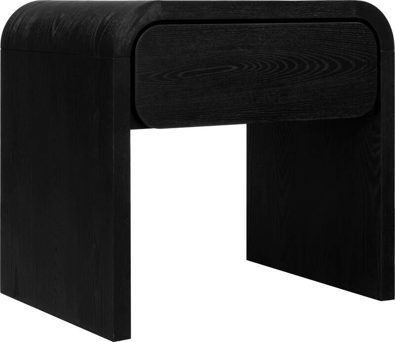 Elora One Drawer Nightstand in Jet Black Ash