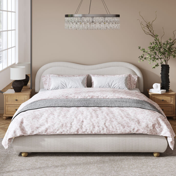 Kibtru Queen Size Upholstered Platform Bed