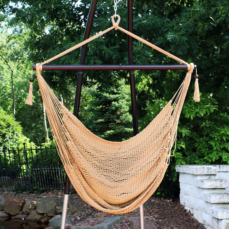 Sunnydaze Extra Large Polyester Rope Hammock Chair and Spreader Bar