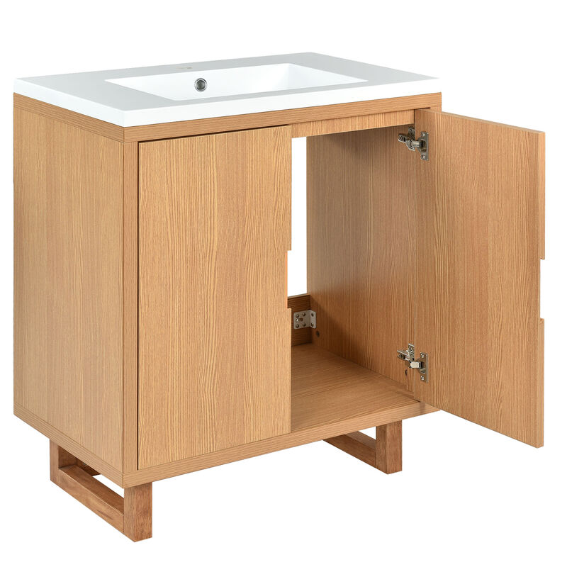 Whisen 30" Bathroom vanity Set with Sink, Combo Cabinet, Bathroom Storage Cabinet, Solid Wood Frame