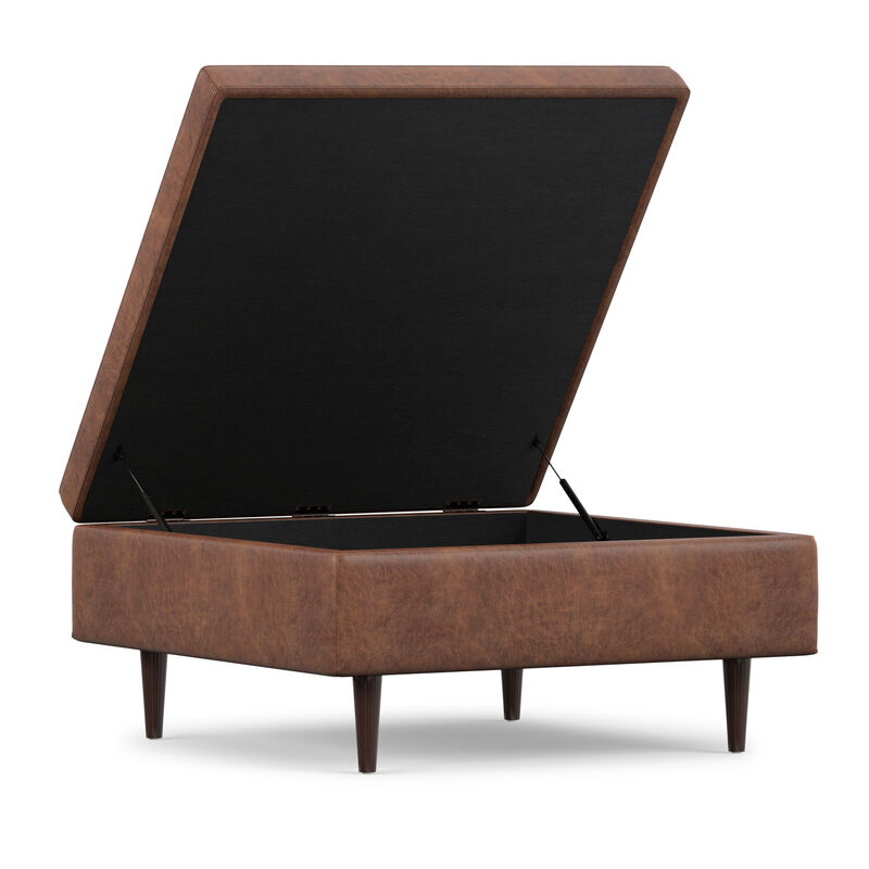 Shay Mid Century Large Square Coffee Table Storage Ottoman image number 3