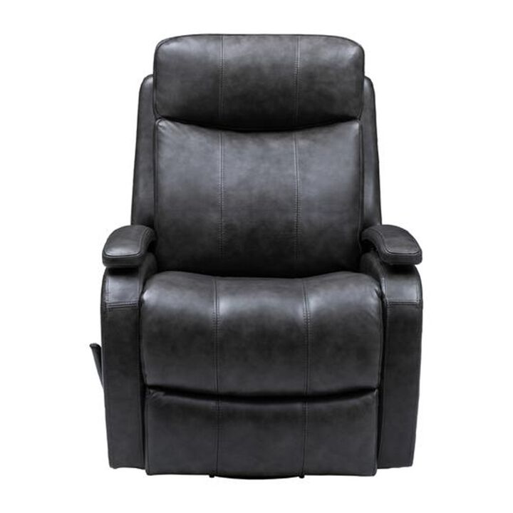 Gray Leather Swivel Glider Recliner with Hardwood Plywood Frame and Comfort