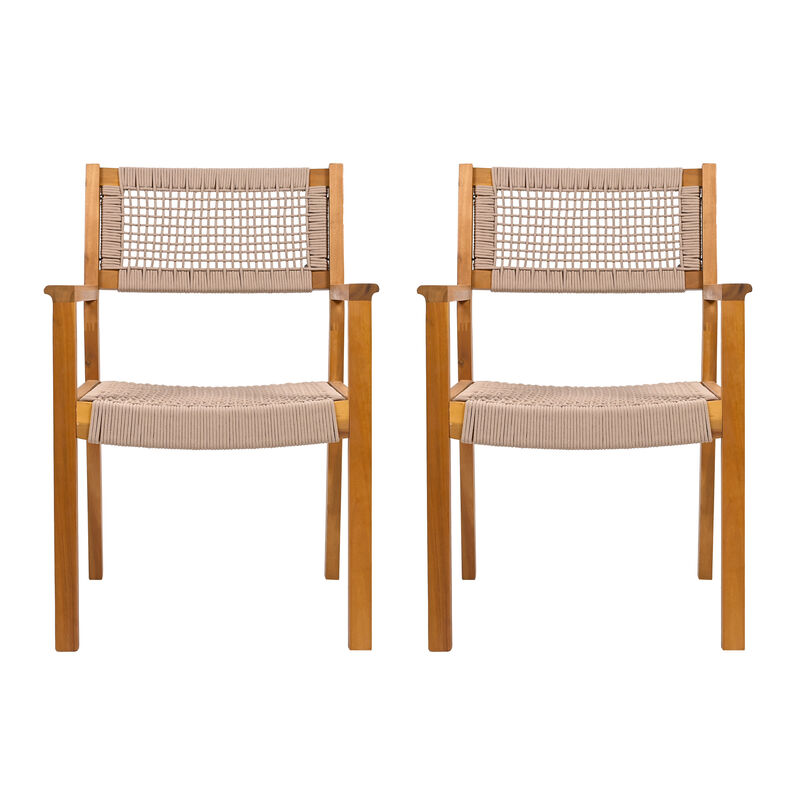 Merax 2 Pieces Acacia Wood Dining Chairs