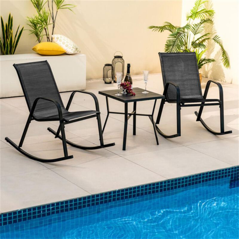 2-Piece Outdoor Rocking Chair Set Weather-Resistant Patio Seating for Porch, Garden, or Deck