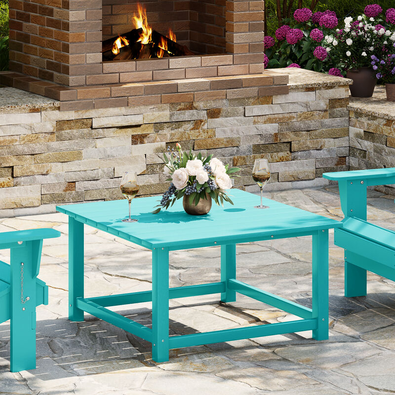 WestinTrends Low Outdoor HDPE Square Patio Coffee Table