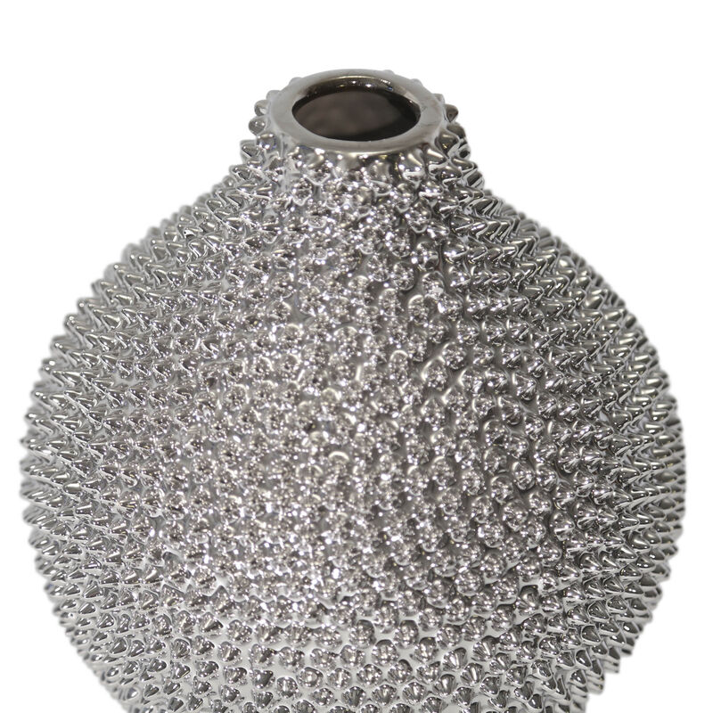 Silver Spiked Ceramic Vase 10" image number 2