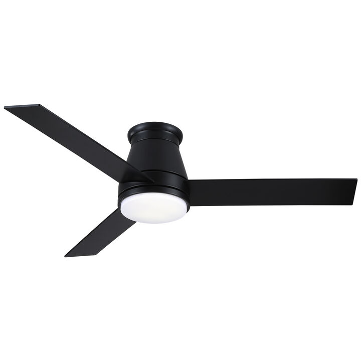 48 Inch Low Profile Ceiling Fan with Light - Matte Black DC Motor Ceiling Fan with Remote