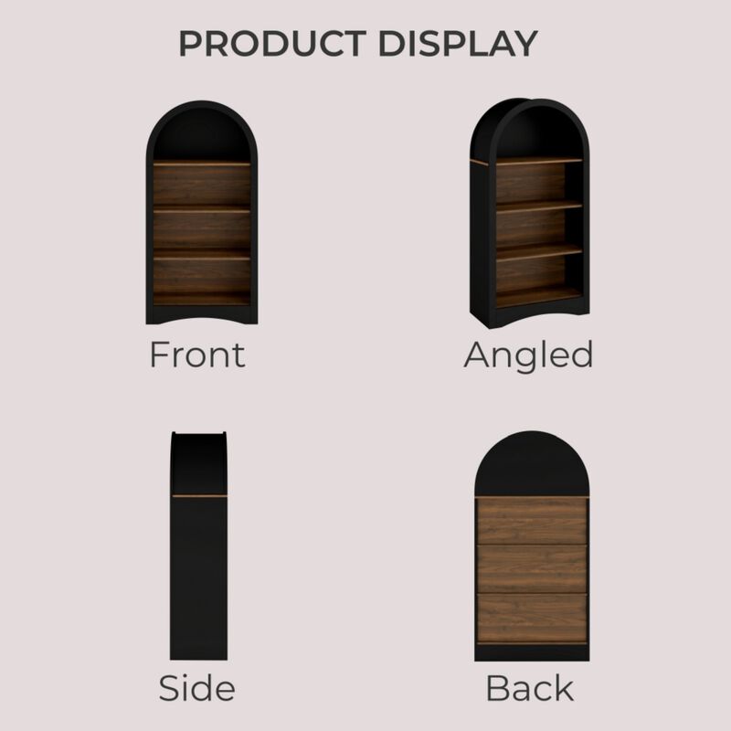 Jigfat Low‑Profile Arched Top 4‑Tier Open Bookcase image number 6
