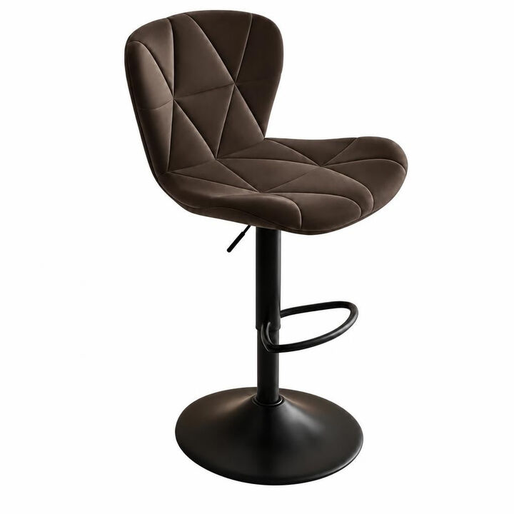 Faux Leather Swivel Bar Stools Set of 2, Adjustable Counter Height Kitchen Chairs, Iron Frame High Backrest 360&deg; Barstools for Kitchen Counter, Outdoor
