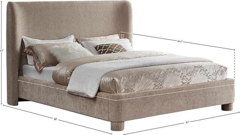 Meridian Furniture Penny Beige Chenille Fabric King Bed