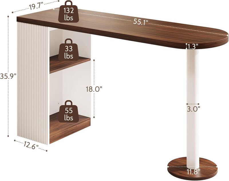 Bar Height Table, 55" Modern Kitchen Bar Table with Open Storage Shelf, Counter Bar Height Table, High Top Table for Dining Room, Living Room image number 2