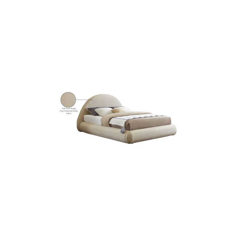 Meridian Furniture Rudy Beige Teddy Fabric Queen Bed