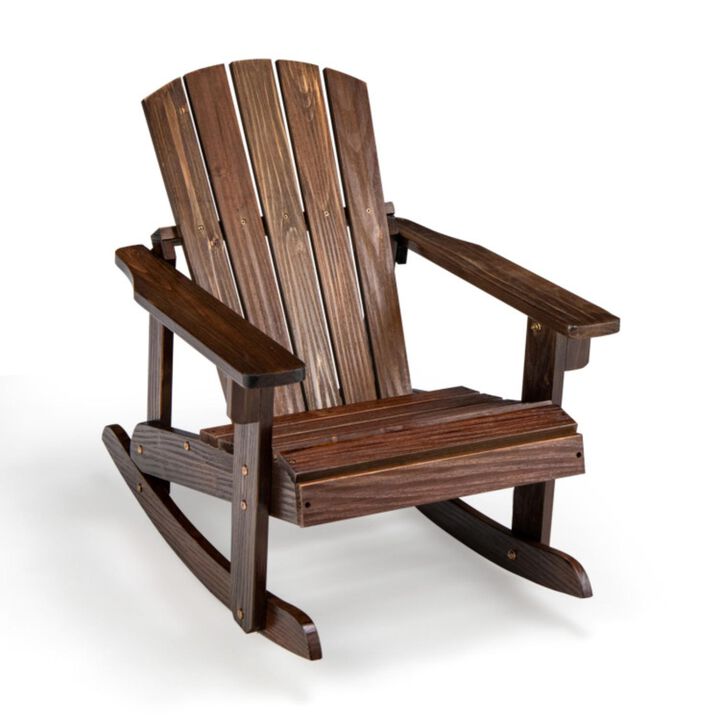 Hivvago Outdoor Wooden Kid Adirondack Rocking Chair with Slatted Seat