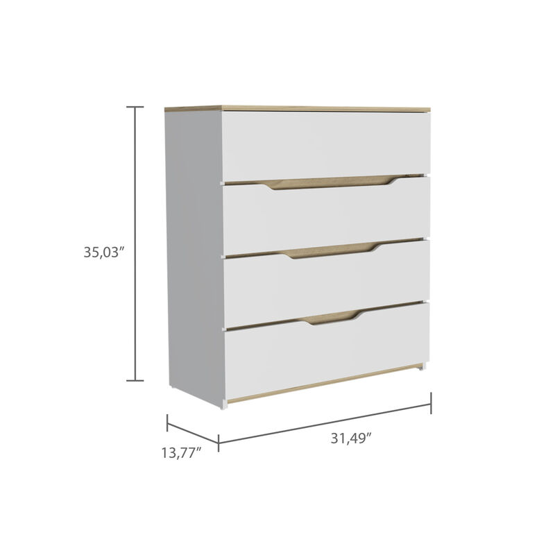 Streamdale Lynbrook 4-Drawer Dresser White And Light Oak