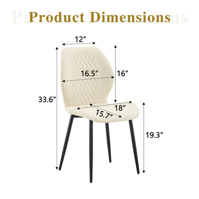Whisen 4-Pack PU Leather Dining Chairs with Metal Legs, Light Luxury Upholstered Accent Chairs for Dining Room, Office, Study image number 9