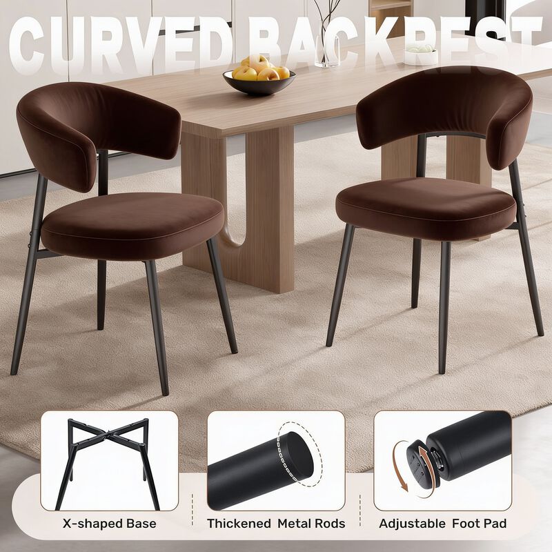 Modern Velvet Dining Chair Set of 4 image number 3